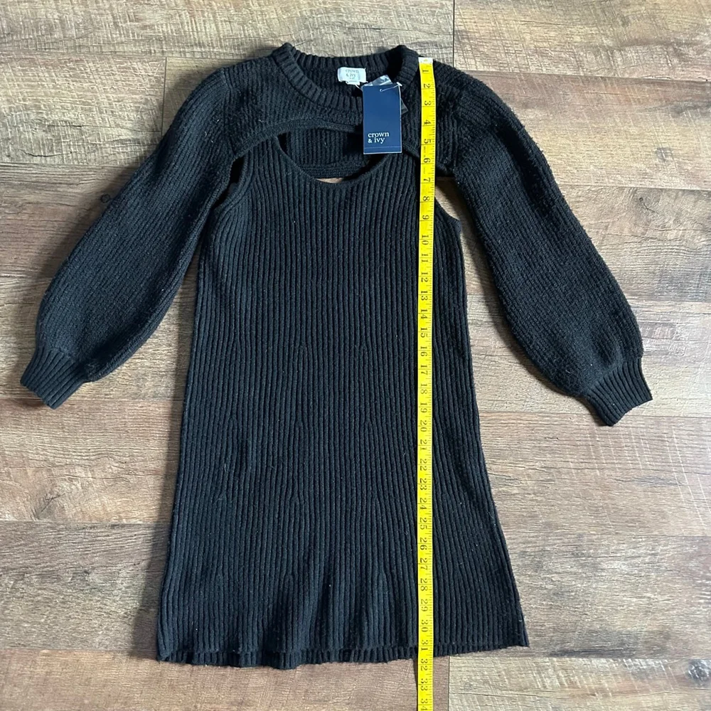 Girls Crown & Ivy Black Ribbed Cutout Sweater Dress M